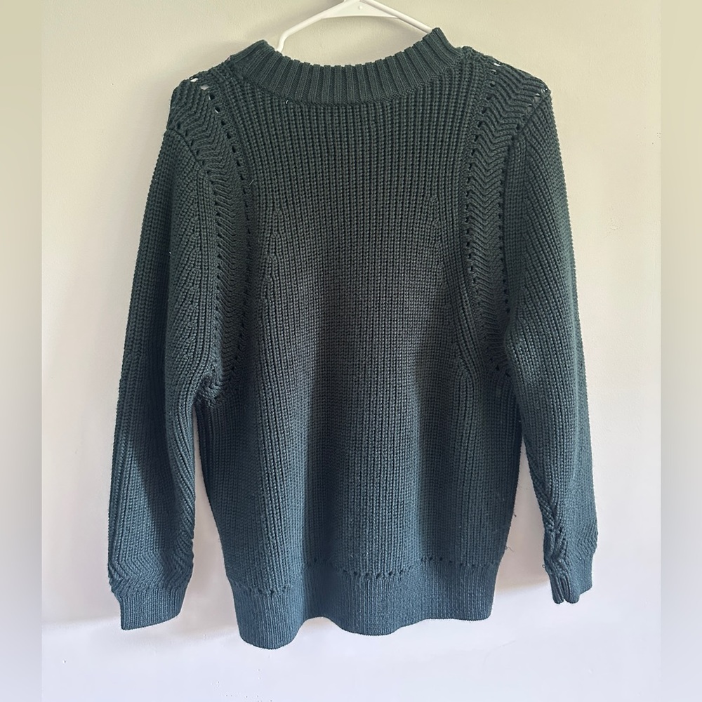 Steven Alan Merino Wool Women’s Medium Dark Green Crewneck Chunky Knit Sweater - Picture 4 of 5